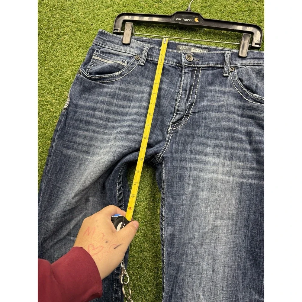 BKE Jeans Mens 36 R Tyler Straight Leg Dark Wash Buckle Stretch Denim Y2K Casual